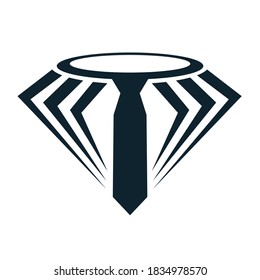 logo of diamond and a tie representing and depicting a diamond businessman, can also be linked to the businessman's clothes, simple and easy to recognize and remember
