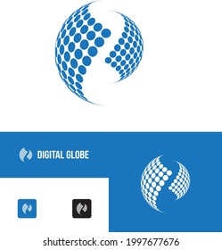 Logo Digital Globe Vector Blue