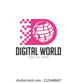 LOGO DIGITAL WORLD LETTER D MODERN STYLE DESIGN