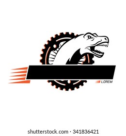 Logo Dinosaur and Bike Gear vector illustration