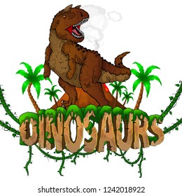 Logo  Dinosaurs World with Carnotaur. Vector illustration.