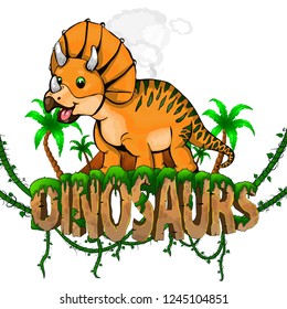 Logo  Dinosaurs World with Triceratops. Vector illustration.
