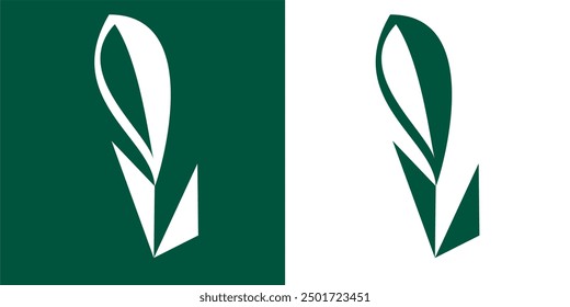 The logo is a direct and reverse reading of a leaf sprout