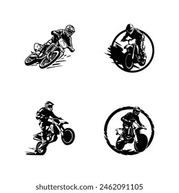 Logo of a dirt mud bike icon silhouette design on white background