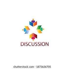 logo discussion education colorful illustration design vector