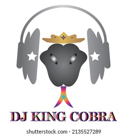 Logo dj king cobra icon design illustration template web