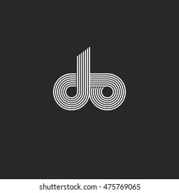 Logo do letters monogram d o initials business card branding emblem mockup, black and white overlapping thin lines style