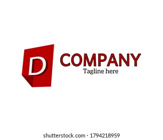 Logo de un documento doblado en un rincón muy simple con las iniciales D aisladas. Bien por los logos de la compañía. Logo del vector.