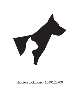 Logo dog and cat flat icon black and white vector style