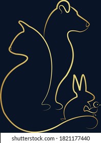 The logo of a dog and cat and rabbit