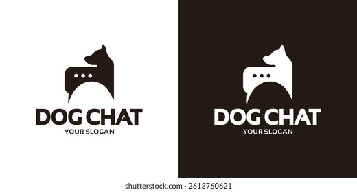 logo dog chat, with bubble chat and dog concept