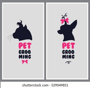 Logo for dog hair salon. Pet beauty salon logo. Pet grooming salon. Vector dog silhouette