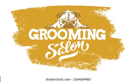 Logo for dog hair salon, dog styling and grooming shop, store for pets. Vector illustration isolated on white background. EPS 10