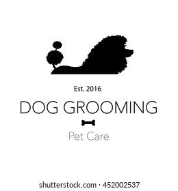 Logo for dog hair salon, styling and grooming pet shop, store for dogs. Vector illustration