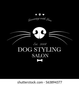 Logo for dog hair salon, dog styling and grooming shop, store for pets. Vector illustration