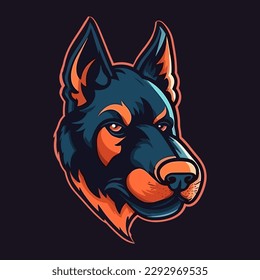 A logo of an dog head, designed in esports illustration style - Vector