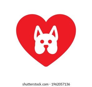 Logotipo del amante del perro con la ilustración del vector del corazón
