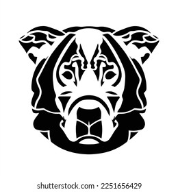 Logotipo Monograma vector de espacio negativo. La cabeza de un oso con un patrón grande, negro y blanco en su cara, en círculo