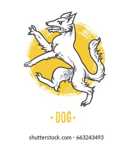 Logo of dog on a white background. Coat of arms, heraldry, emblem, symbol design elements.