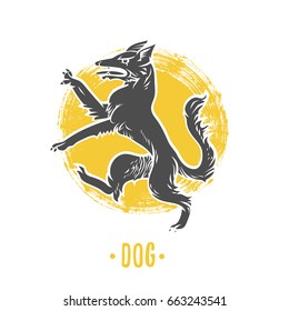 Logo of dog on a white background. Coat of arms, heraldry, emblem, symbol design elements.