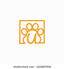 logo dog paw with letter u vector design