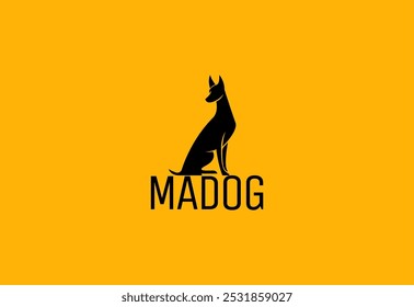 Logo dog sitting silhouette creative template design