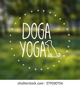 Logo for dog yoga studio on blur background