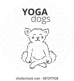 Logo for dog yoga studio. Logo for dog yoga studio.Yoga logo. Doga yoga. Yoga for dogs. Vector yoga illustration. Yoga sticker. Logo for yoga with dog.