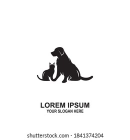 logo dogs and cats in a simple negative space and modern, very suitable for any pet-related business.