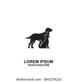 logo dogs and cats in a simple negative space and modern, very suitable for any pet-related business.