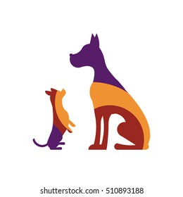 Logo with a dogs for veterinarian clinic, pet shop, dog walker, dog training. Isolated Vector logotype. Easy to use and edit.