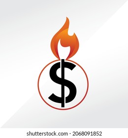 logo dollar money fire flame
