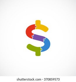 Logo dollar template. Modern vector abstract circle creative currency sign or money symbol. Design geometric element.