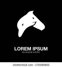 Logo dolphin and horse black illustration flat design