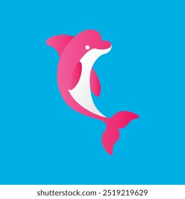 O logotipo do golfinho. Um modelo para o design de adesivos, roupas e lembranças. Isolado em um fundo branco. Ilustração vetorial.