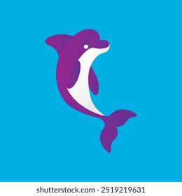 The logo dolphin. A template for the design of stickers, clothes and souvenirs. Isolated on a white background. Vector illustration.