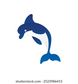 The logo dolphin. A template for the design of stickers, clothes and souvenirs. Isolated on a white background. Vector illustration.