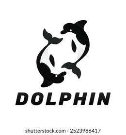 The logo dolphin. A template for the design of stickers, clothes and souvenirs. Isolated on a white background. Vector illustration.