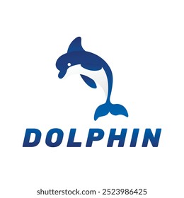 The logo dolphin. A template for the design of stickers, clothes and souvenirs. Isolated on a white background. Vector illustration.