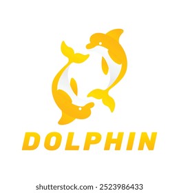 The logo dolphin. A template for the design of stickers, clothes and souvenirs. Isolated on a white background. Vector illustration.