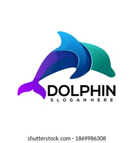 Logo dolphine Colorful Gradient Design Vector
