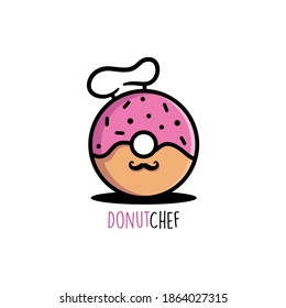 Logo Donut Chef Cooking Vector