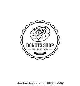 logo for donut shop with illustration of donuts that look tasty and delicious