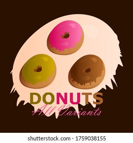 The logo for the Donuts business is a  Donuts Illustration. Vector Donuts logo.