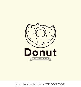 Un Logo Para Un Donuts Con Un Vidrio. Icono Del Vector De Donuts Icono Imagen Clip Art. Color Negro Donuts Con Línea Art, Icono Donuts Diseño De Comida Concepto Blanco Aislado.