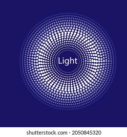 Logo-Punkte auf halbem Hintergrund und Ringe klar, bläulich und blauer Hintergrund minimalistisches Logo auf medizinischem Hintergrund und Gesundheitswesen