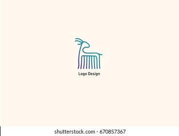 Logo with double meaning deer and comb