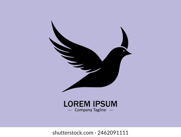 Logo of a dove icon silhouette design on light background