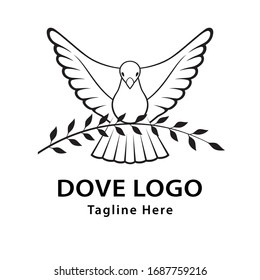 Logo Dove. Dove Of Peace. Flying pigeon. Vector illustration