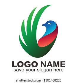 Logo of the dove wags its wings, Letter V + pigeon shape logo